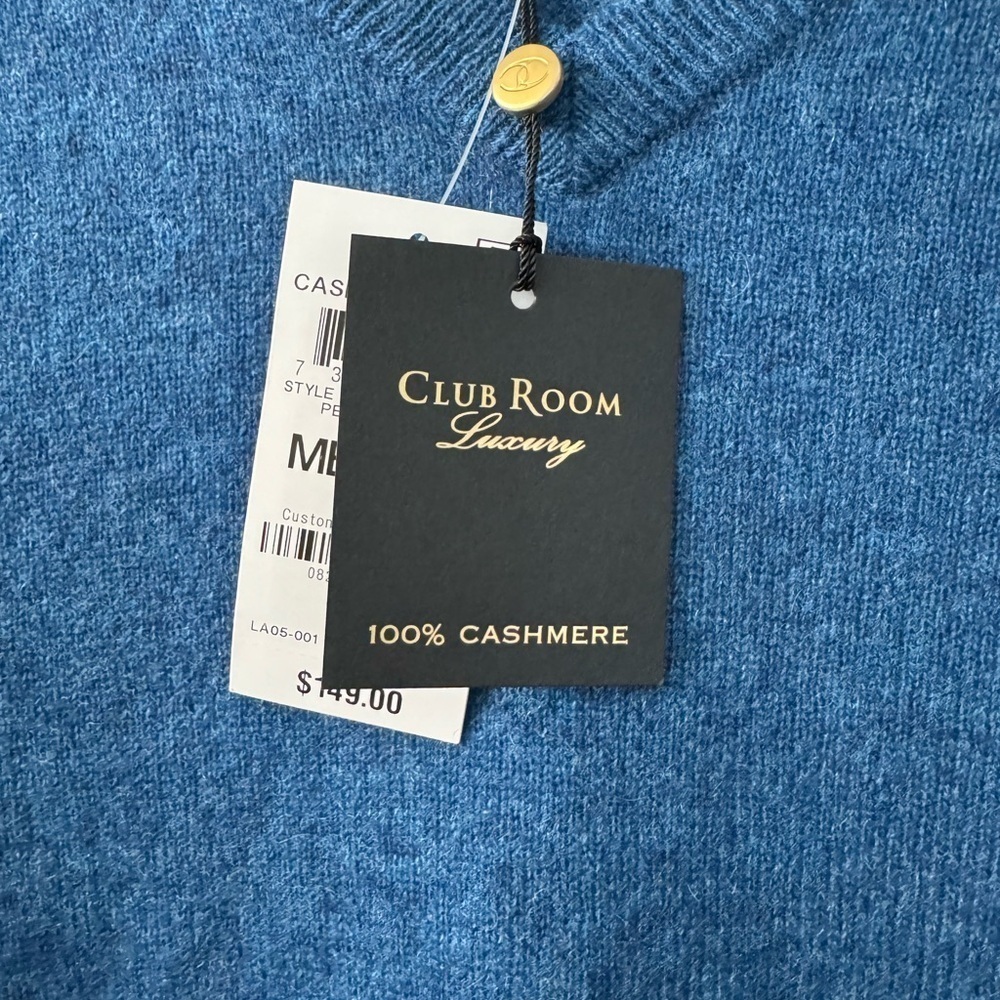 Club Room Luxury Men's V-Neck Cashmere Sweater 100% Cashmere - Picture 6 of 8